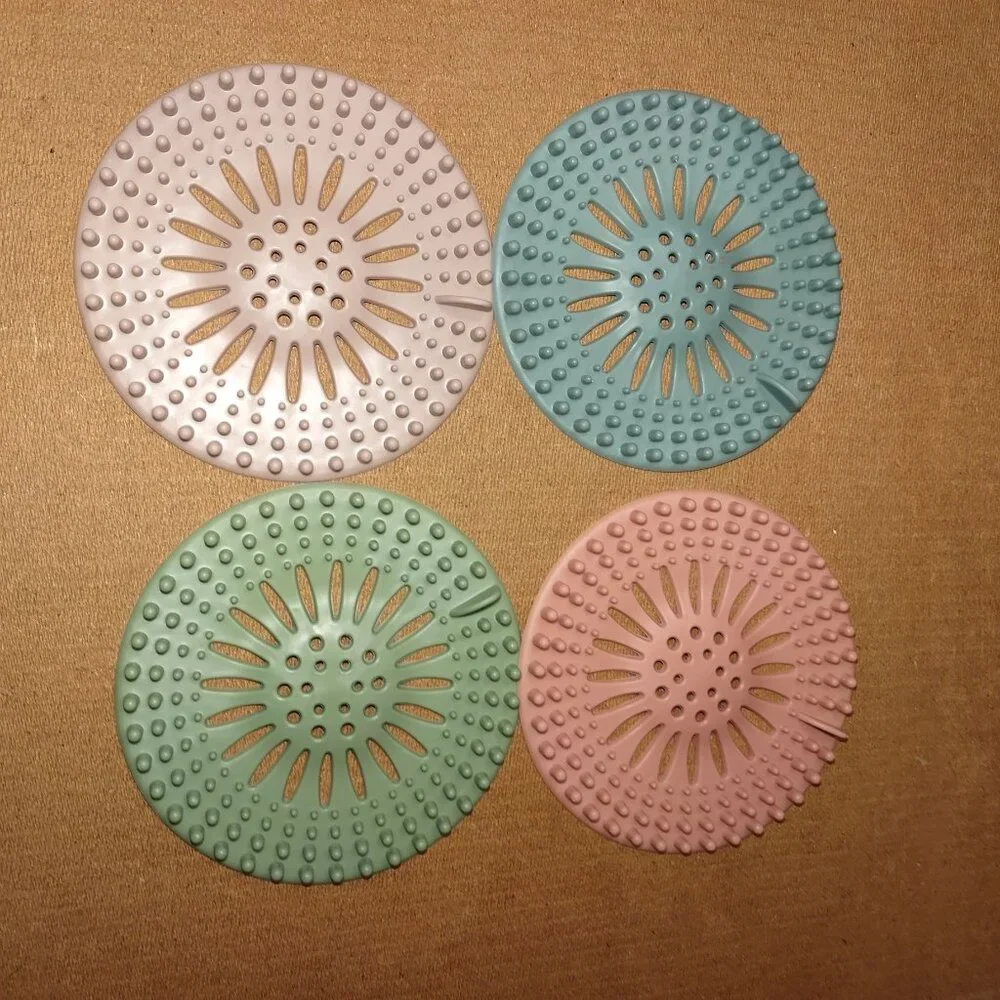 Gotega Colorful Silicone Hair Catchers For Drains 4-Pack  Easy To Clean -NEW